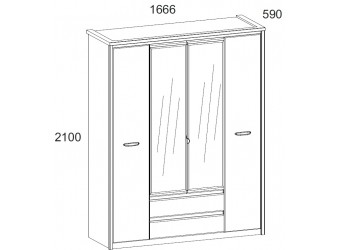 Четырехстворчатый шкаф для одежды с зеркалом Джаз 4DG2S Z
