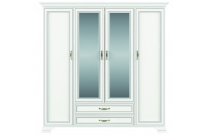 Четырехстворчатый шкаф для одежды с зеркалом Тиффани 4D2S крем вудлайн