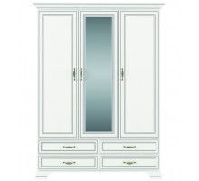 Трехстворчатый шкаф для одежды с зеркалом Тиффани 3D4S крем вудлайн