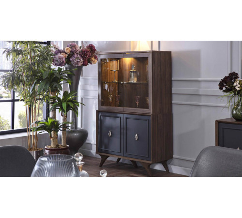 Двухстворчатый шкаф витрина для посуды ALEG-13