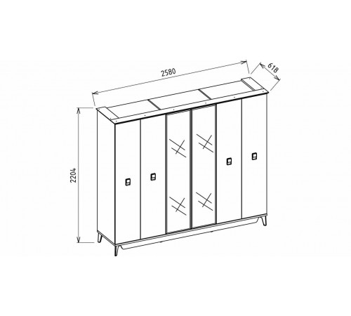Шкаф платяной 6-и дверный Алвис (ALVIS) ALVIS-34