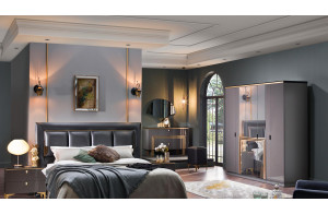 Пятистворчатый распашной шкаф для одежды и белья с зеркалом в спальню Карлино (Carlino) CARL-33