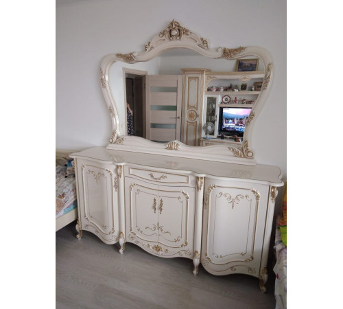 Комод для посуды с зеркалом Элиза (беж)