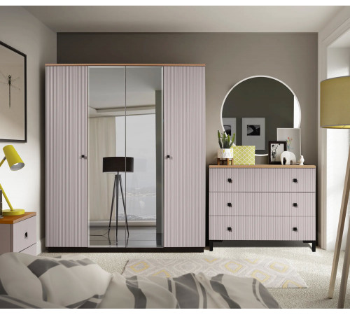 Четырехстворчатый шкаф для одежды Мадрид (Кашемир эмаль)