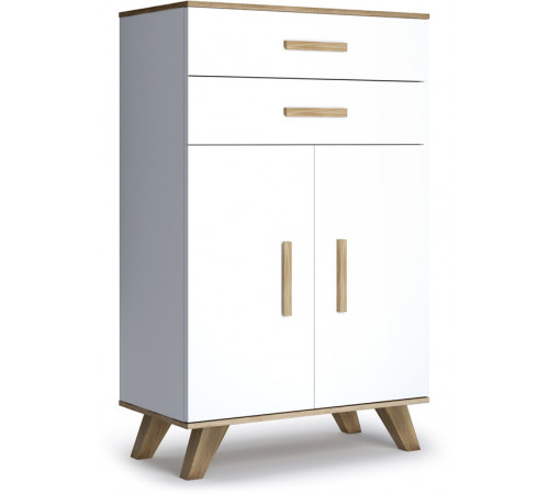 Шкаф низкий Вега Скандинавия (глянец, белый + дуб каньон)
