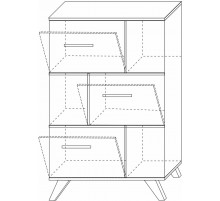 Шкаф низкий с нишами Вега Скандинавия (глянец, белый + дуб каньон)