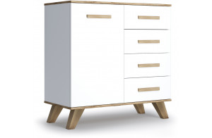 Комод 900 Вега Скандинавия (глянец, белый + дуб каньон)