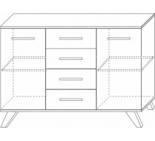 Большой комод  Вега Скандинавия "Комодино" (глянец, белый + дуб каньон)