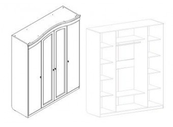 Четырехдверный шкаф для одежды Николь