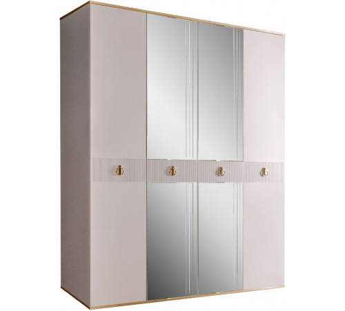 Четырехстворчатый шкаф для одежды с зеркалом Rimini Solo РМШ1/4 (s) (слоновая кость)