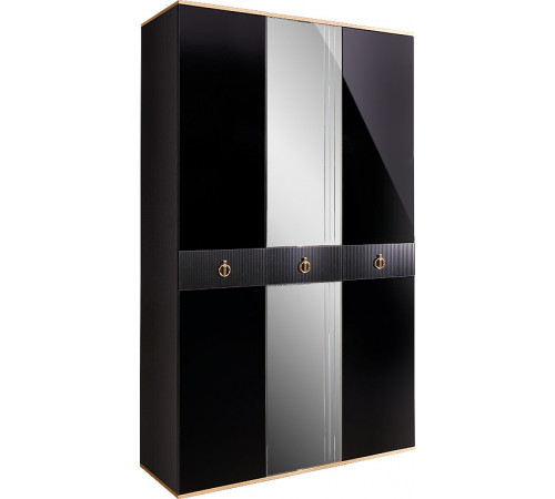 Трехстворчатый шкаф для одежды с зеркалом Rimini Solo РМШ1/3 (s) (черный)